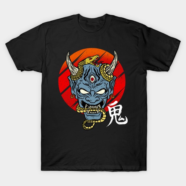 Japanese Demon Art Mask Devil Oni Harajuku T-Shirt T-Shirt by biNutz